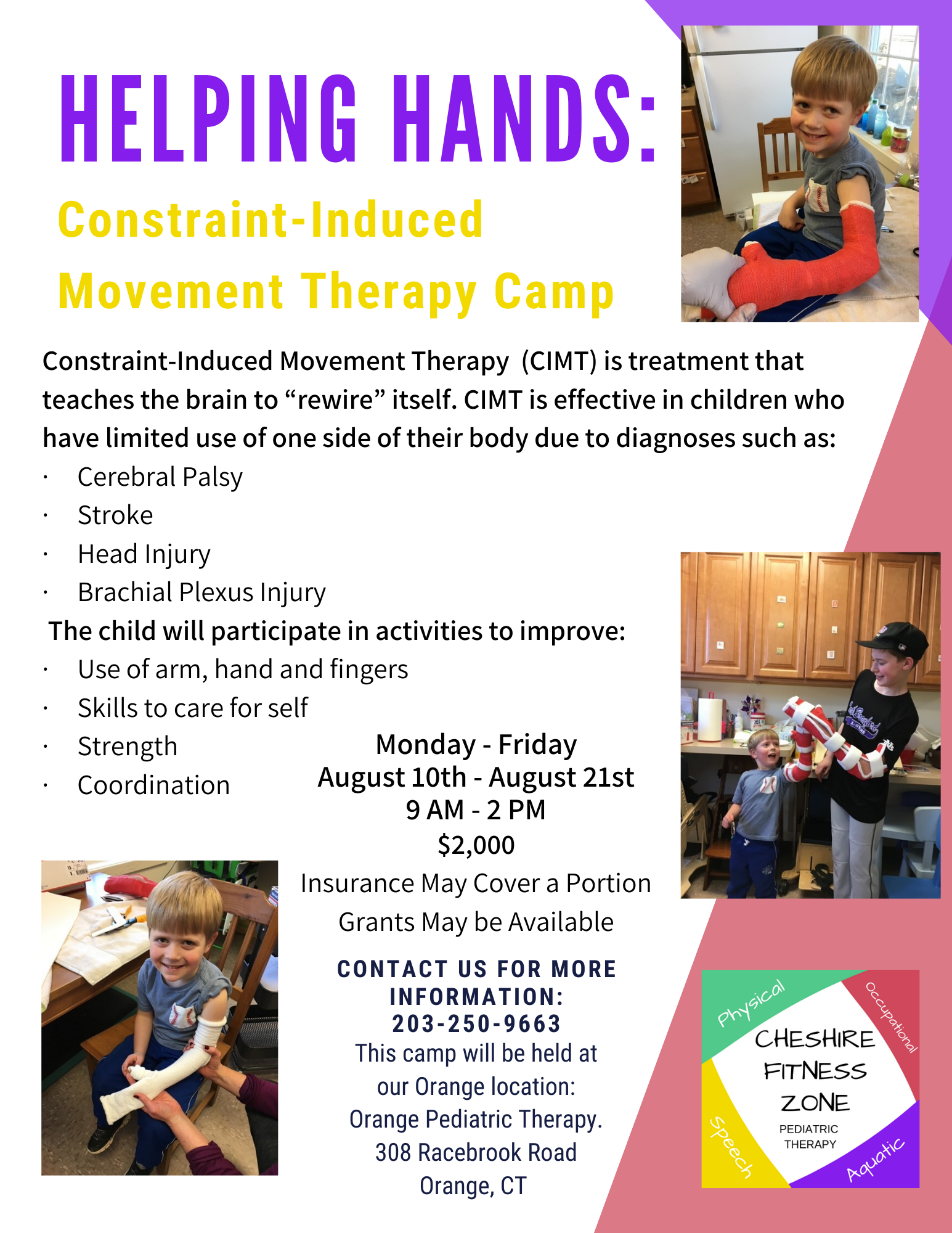 flyer with information about constraint-induced movement therapy